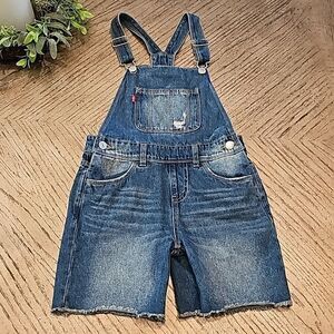 Levi's shorttall girls denim short overalls size 7